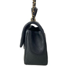 Chanel Shoulder Bag Quilted Top Handle Mini Flap Black Chain Champagne Gold — view 4