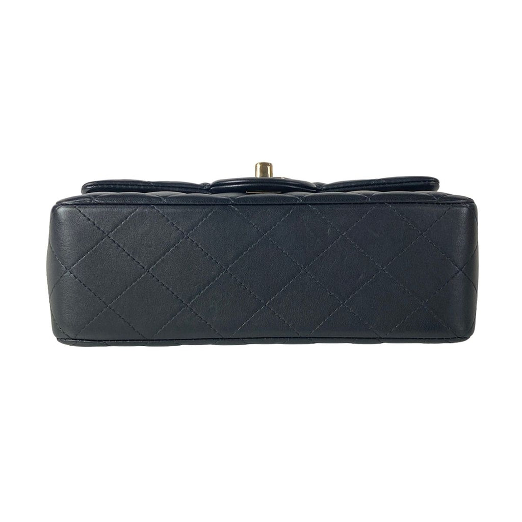 Chanel Shoulder Bag Quilted Top Handle Mini Flap Black Chain Champagne Gold — view 5