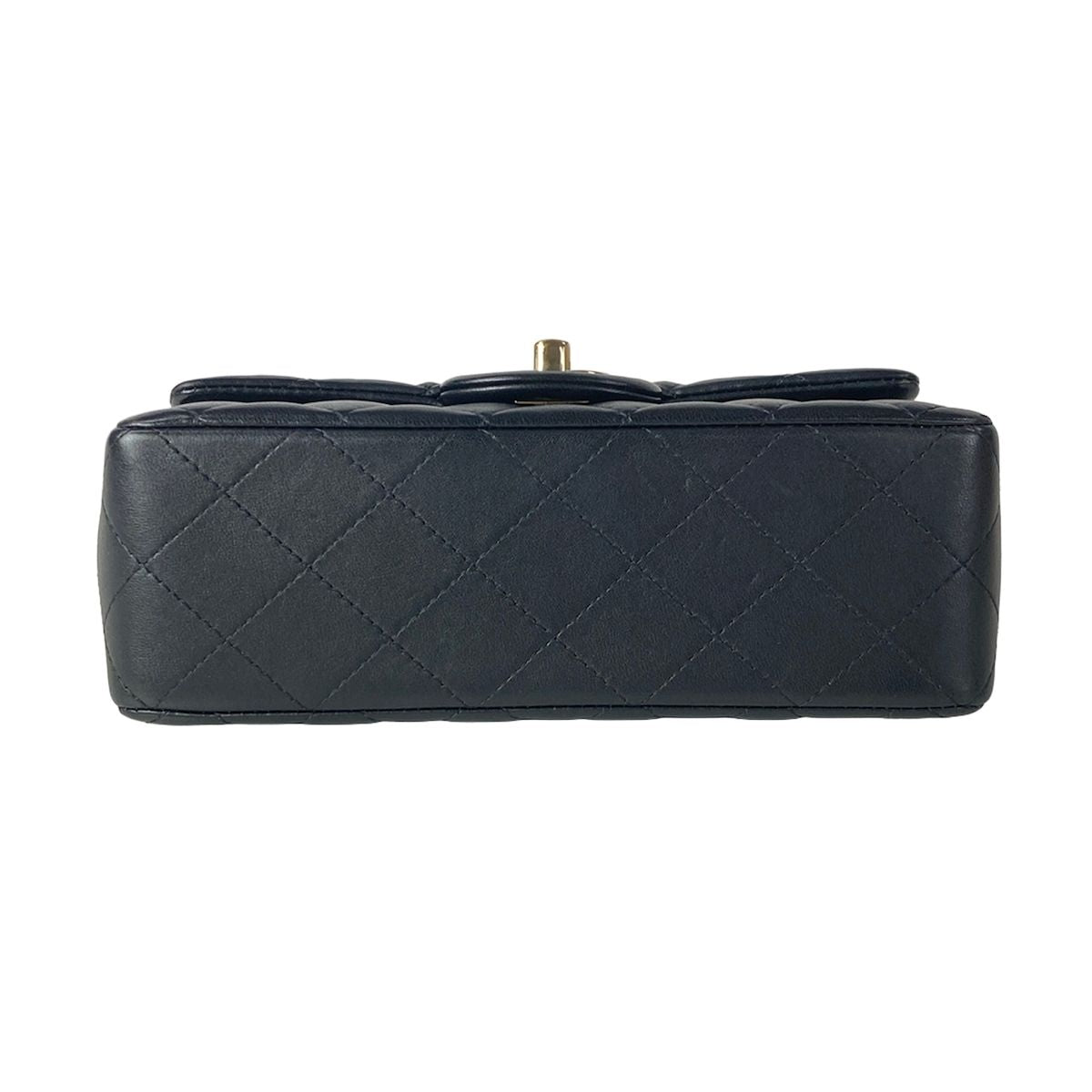 Chanel Shoulder Bag Quilted Top Handle Mini Flap Black Chain Champagne Gold — view 5