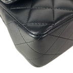Chanel Shoulder Bag Quilted Top Handle Mini Flap Black Chain Champagne Gold — view 6