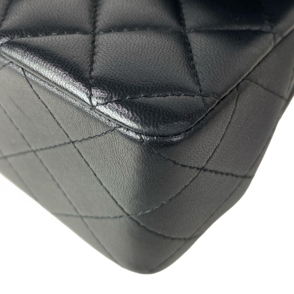 Chanel Shoulder Bag Quilted Top Handle Mini Flap Black Chain Champagne Gold — view 7