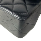Chanel Shoulder Bag Quilted Top Handle Mini Flap Black Chain Champagne Gold — view 7