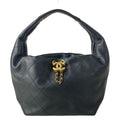 Chanel Shoulder Bag Hobo Black Gold Metal
