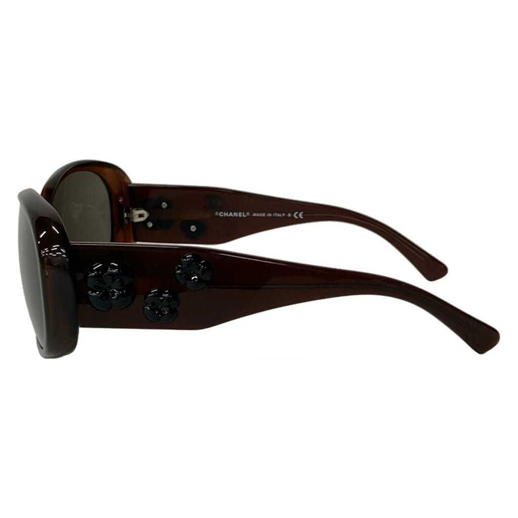 Chanel Sunglasses Dark Brown Black Camellia CC Logo Eyewear — view 2