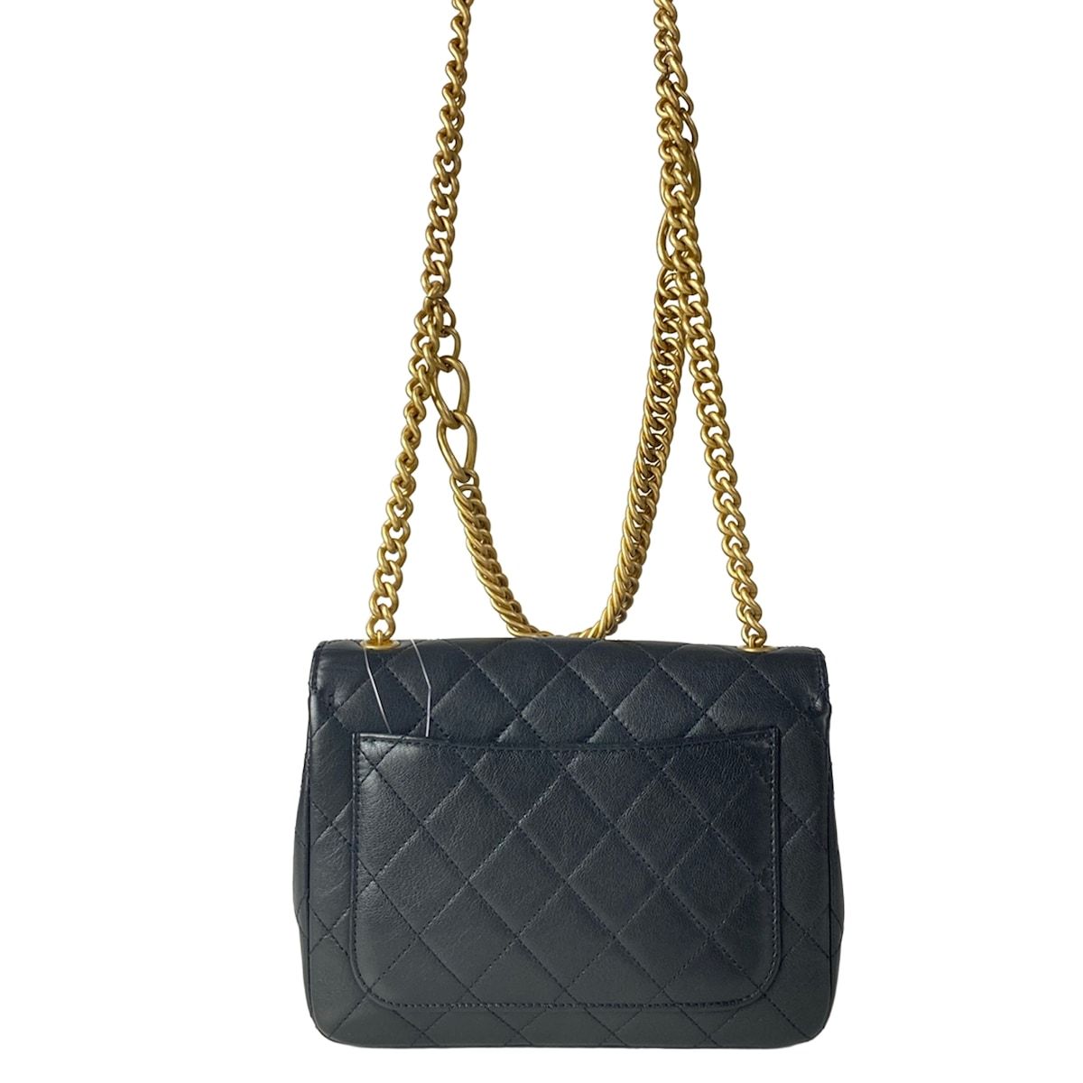 Chanel Shoulder Bag Quilted Black Chain Gold Leather — view 3