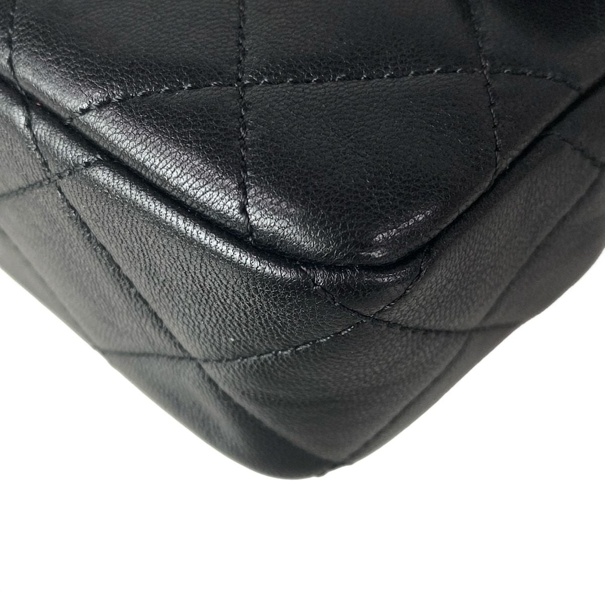 Chanel Shoulder Bag Quilted Black Chain Gold Leather — view 7