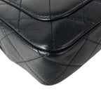 Chanel Shoulder Bag Quilted Black Chain Gold Leather — view 8