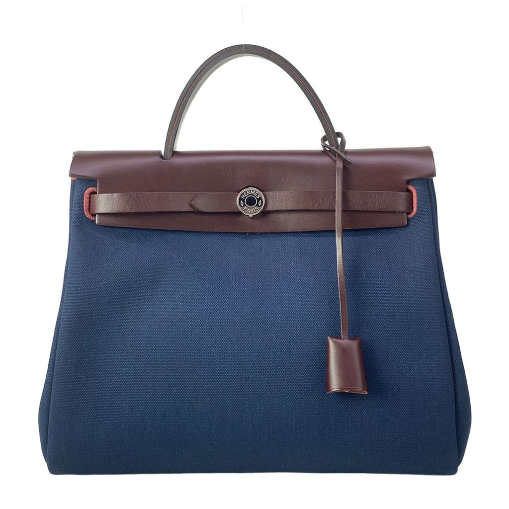 Hermes Handbag Herbag Zip PM Blue Marine Silver