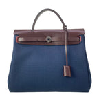 Hermes Handbag Herbag Zip PM Blue Marine Silver