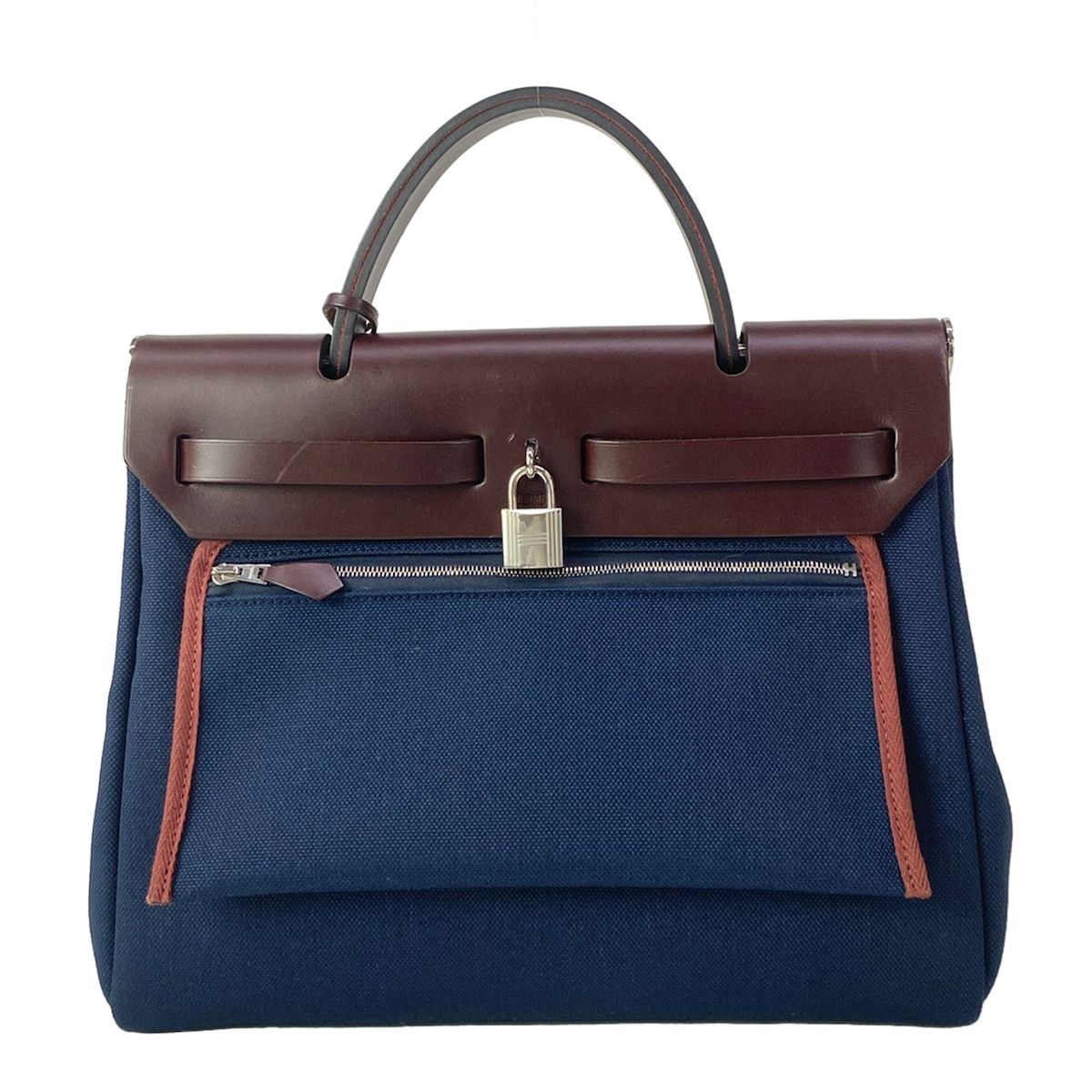 Hermes Handbag Herbag Zip PM Blue Marine Silver — view 3