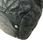 Chanel Shoulder Bag Quilted Dark Gray Vintage Silver Chain Leather — view 7