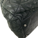 Chanel Shoulder Bag Quilted Dark Gray Vintage Silver Chain Leather — view 6