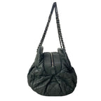 Chanel Shoulder Bag Quilted Dark Gray Vintage Silver Chain Leather — view 4