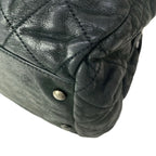 Chanel Shoulder Bag Quilted Dark Gray Vintage Silver Chain Leather — view 9