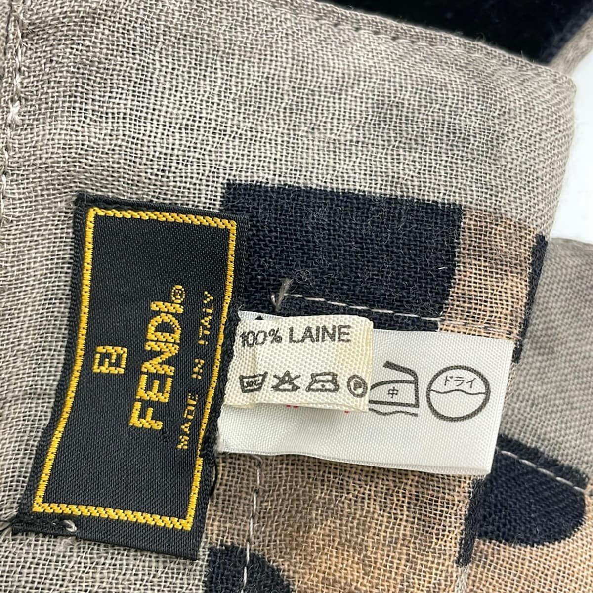 Fendi Shawl Gray Beige Black Multi Wool Scarf — view 3