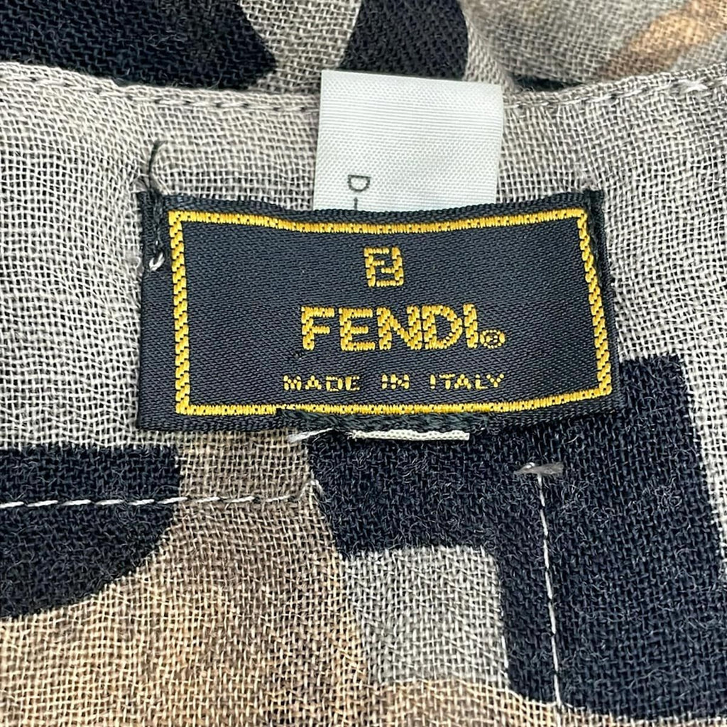 Fendi Shawl Gray Beige Black Multi Wool Scarf — view 2