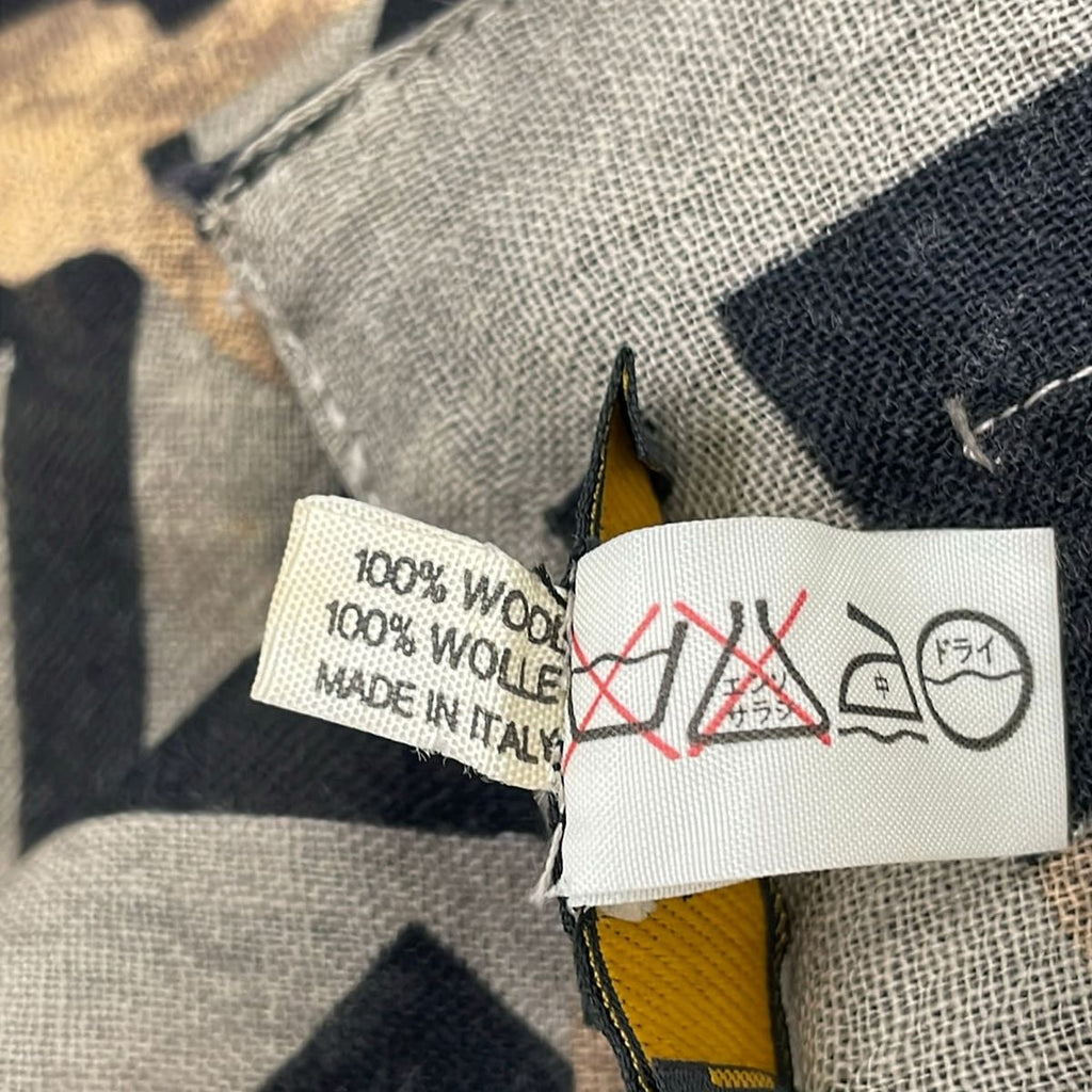 Fendi Shawl Gray Beige Black Multi Wool Scarf — view 4