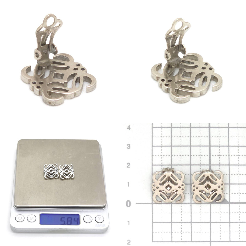 Loewe Anagram Earrings Palladium Plated Metal Clip on Box — view 6