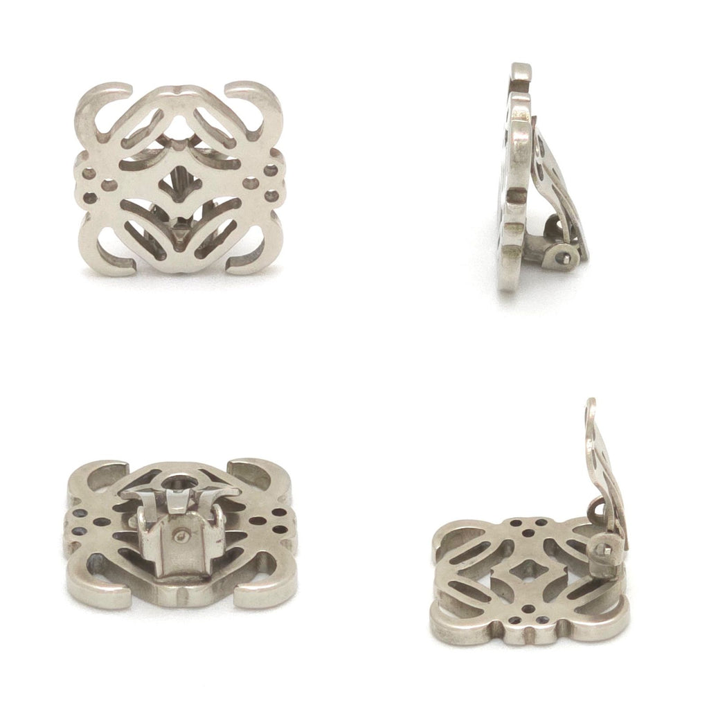 Loewe Anagram Earrings Palladium Plated Metal Clip on Box — view 5