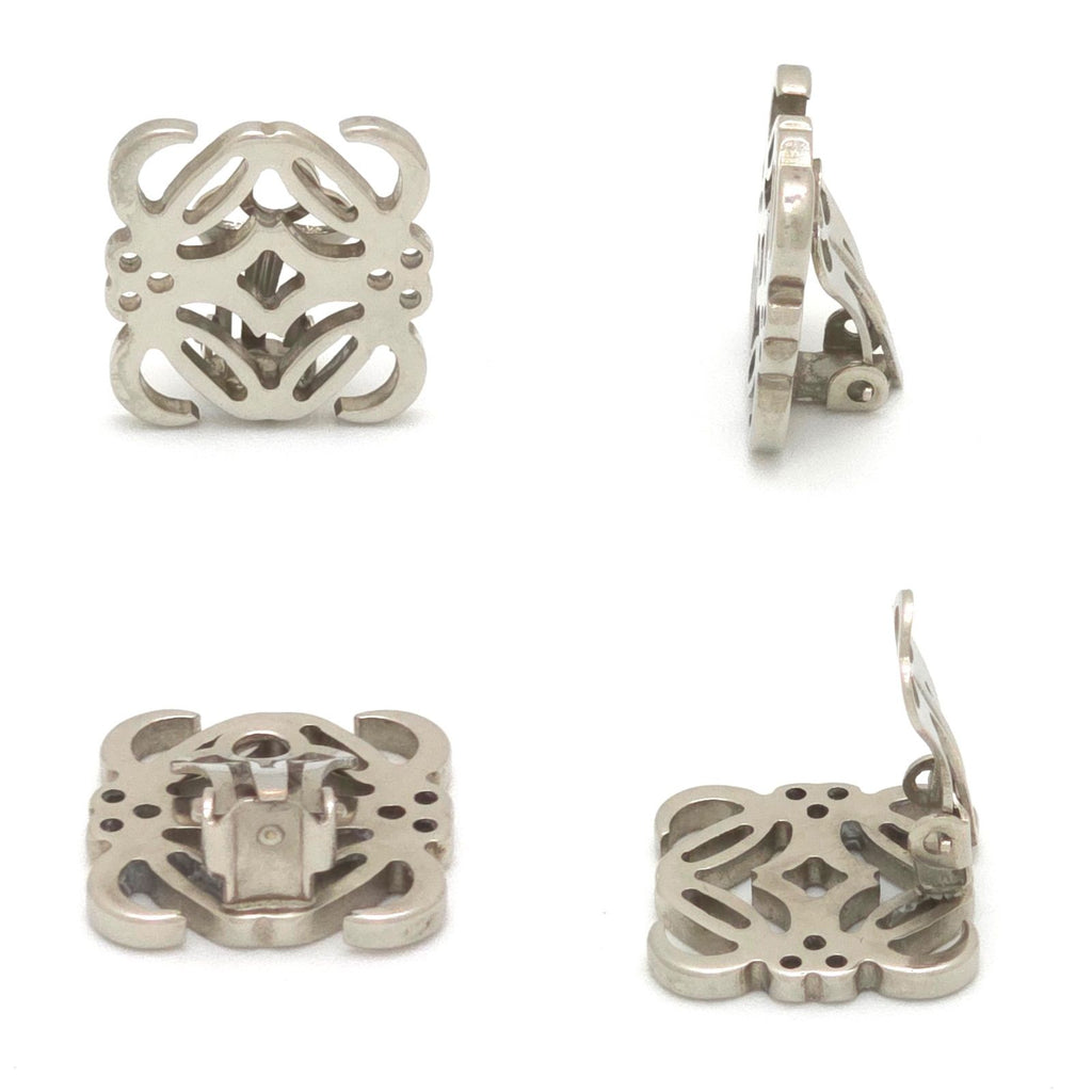 Loewe Anagram Earrings Palladium Plated Metal Clip on Box — view 4