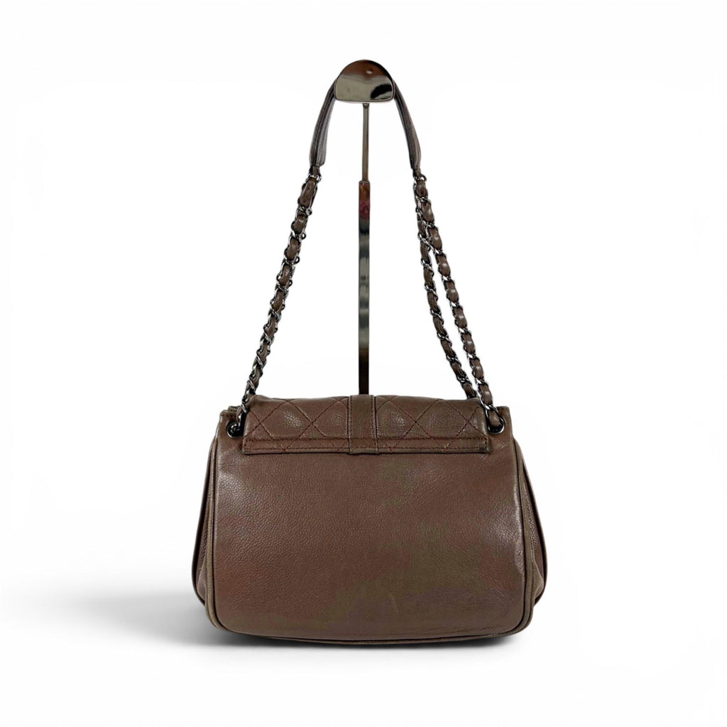 Chanel 2.55 Chain Shoulder Bag Caviar Leather Mademoiselle Lock Quilted Brown — view 3