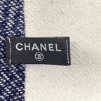 Chanel Scarf Navy White CC Logo Wool — view 2