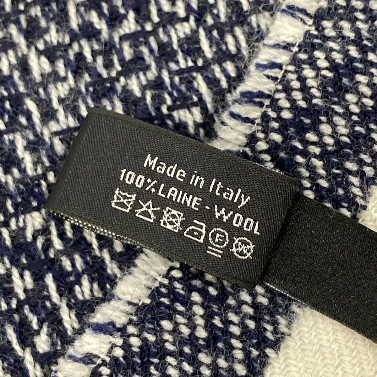 Chanel Scarf Navy White CC Logo Wool — view 3