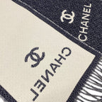 Chanel Scarf Navy White CC Logo Wool — view 4