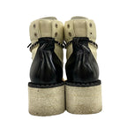 Chanel Short Boots 38.5 C Ivory Black Silver Chain CC Logo Leather — view 6