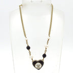 Chanel Necklace Gold Black White CC Logo — view 2