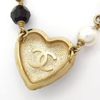 Chanel Necklace Gold Black White CC Logo — view 3