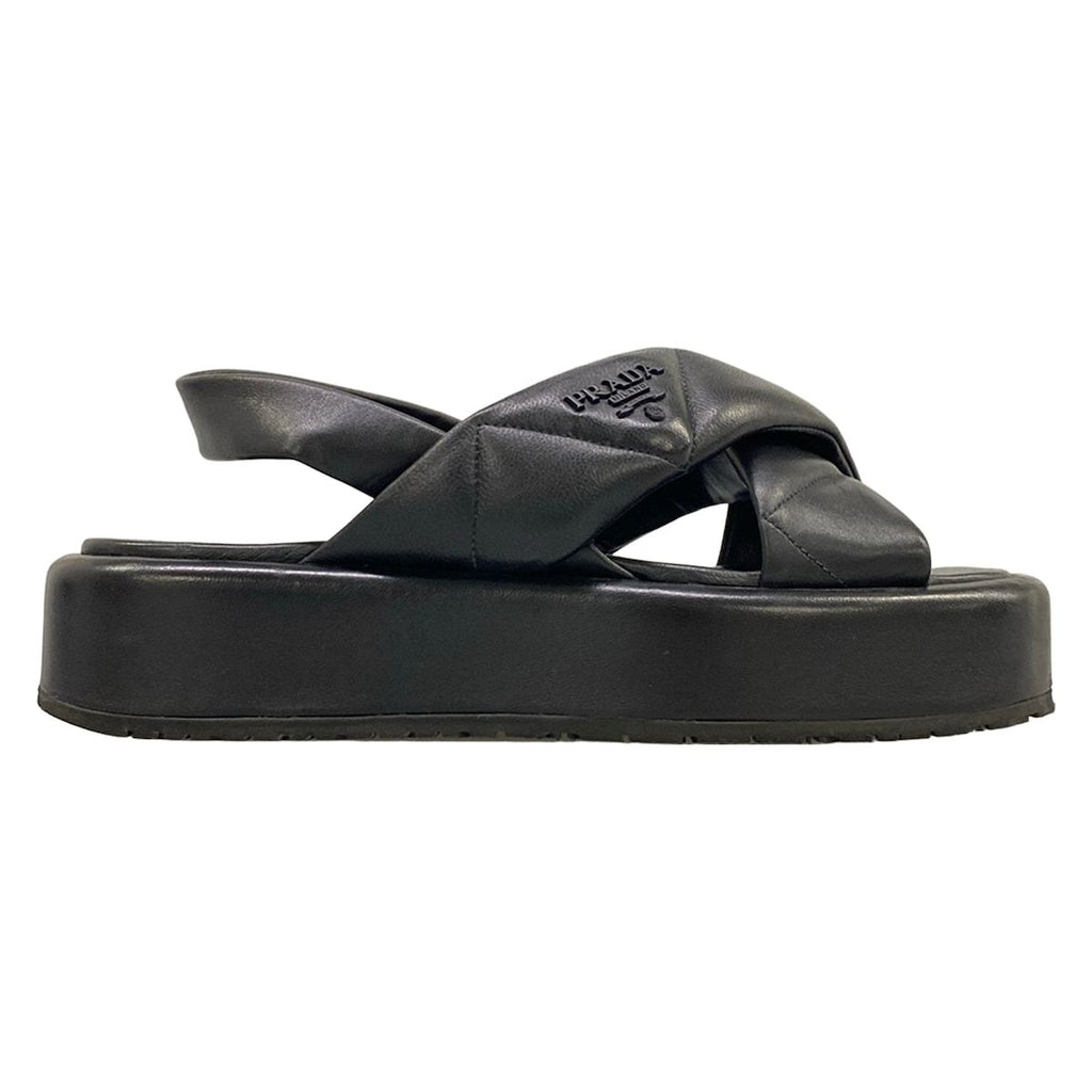 Prada Sandals 36 Black Quilt Leather — view 4