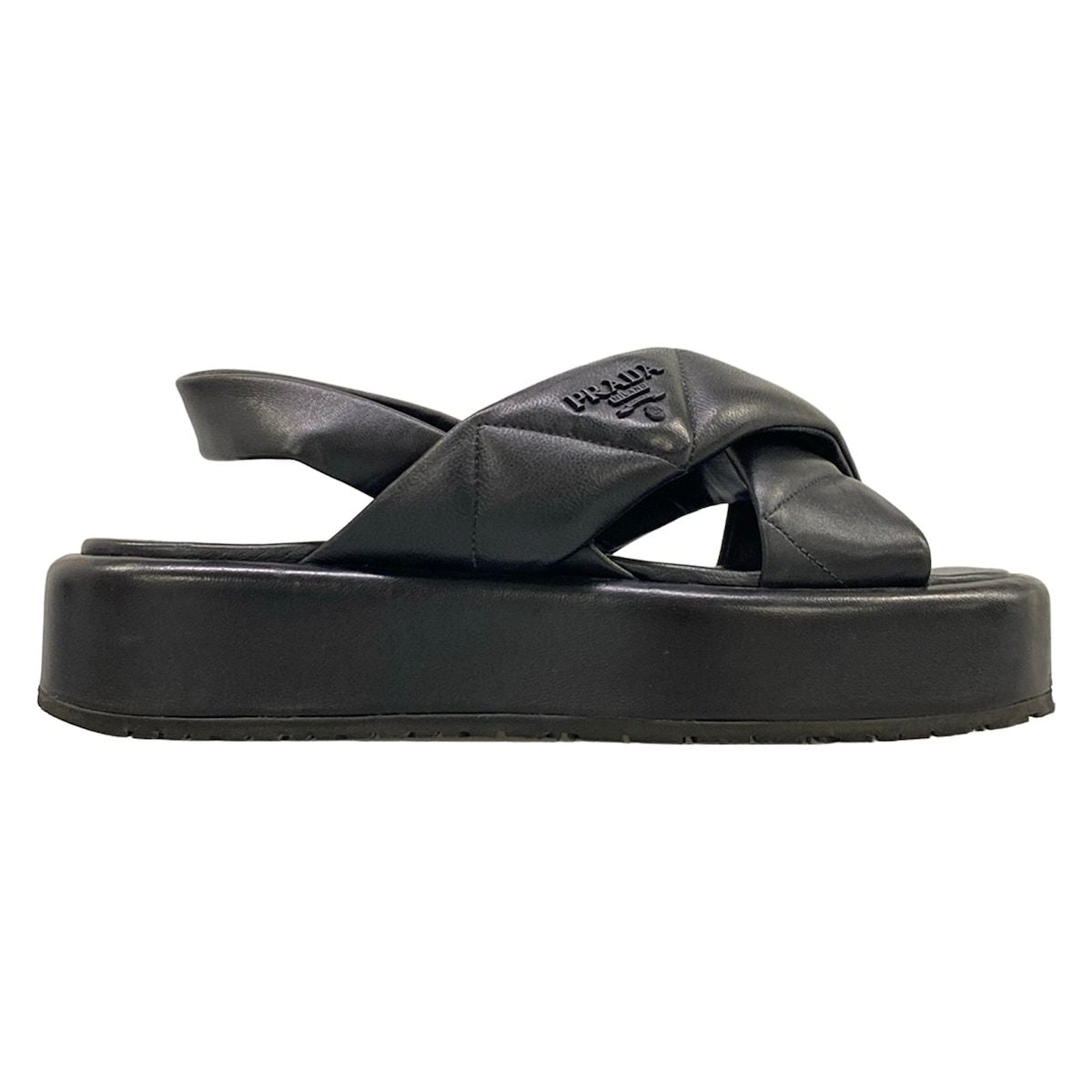 Prada Sandals 36 Black Quilt Leather — view 4