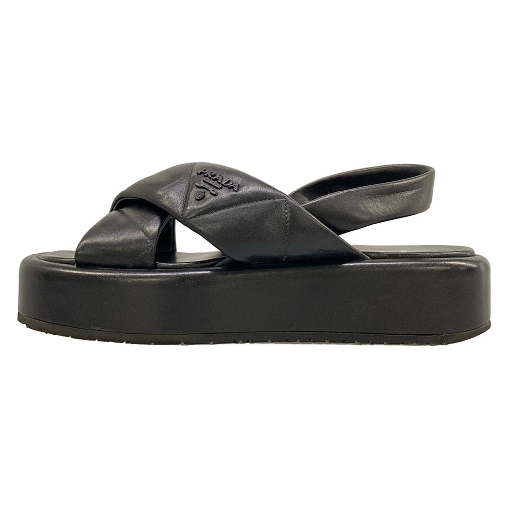 Prada Sandals 36 Black Quilt Leather