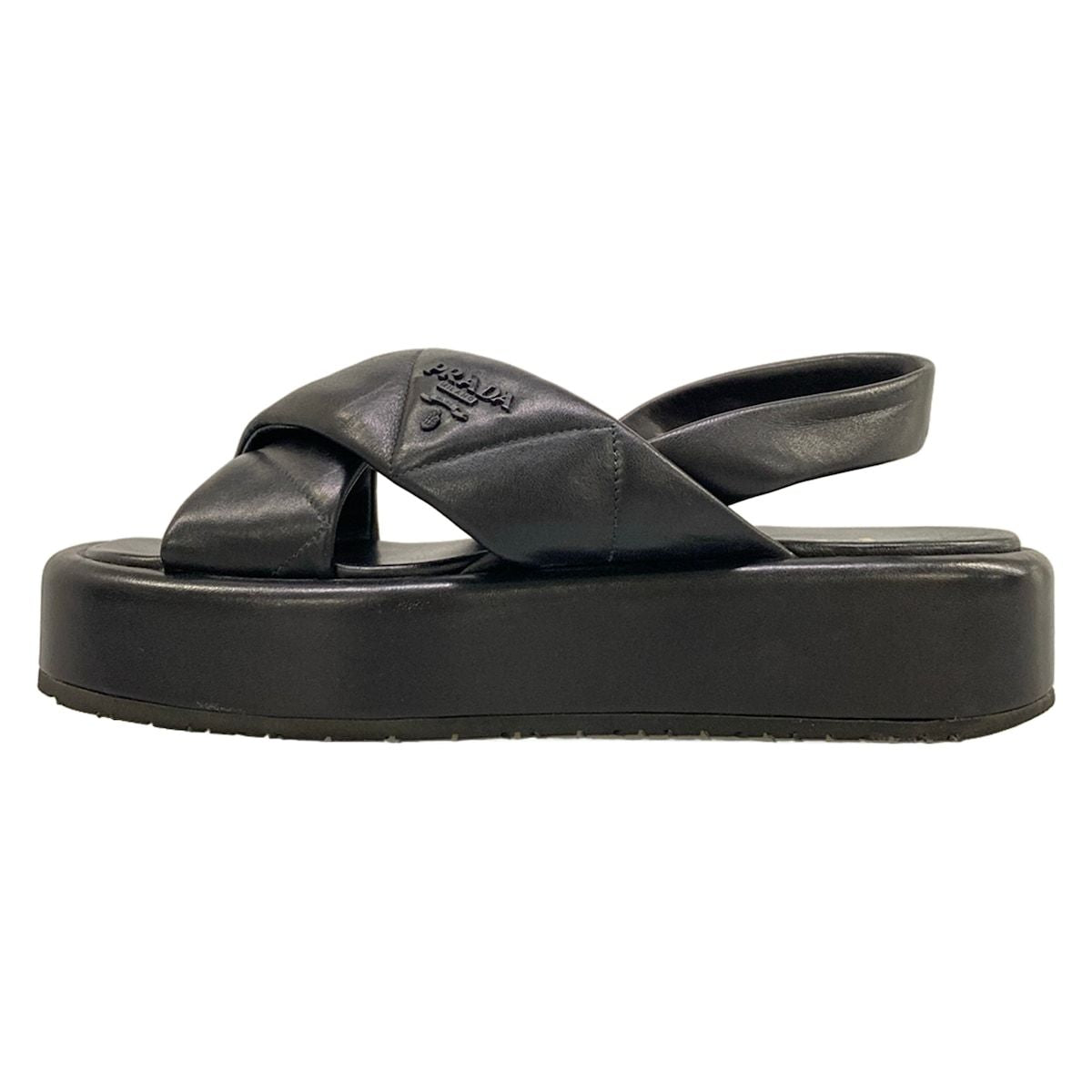 Prada Sandals 36 Black Quilt Leather
