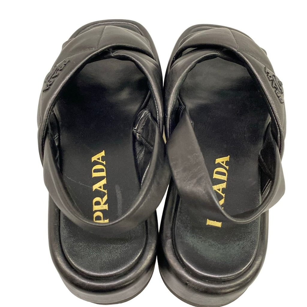 Prada Sandals 36 Black Quilt Leather — view 7