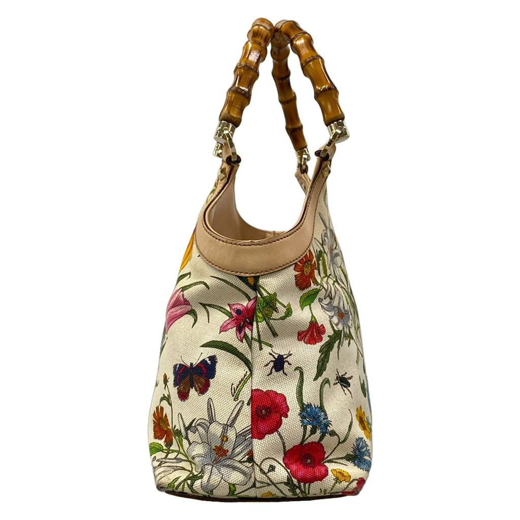 Gucci Handbag Flora Bamboo White Multi Leather — view 4