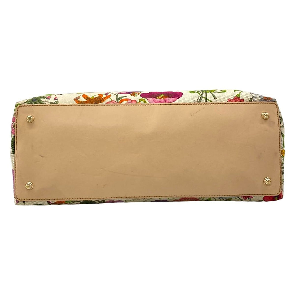 Gucci Handbag Flora Bamboo White Multi Leather — view 5