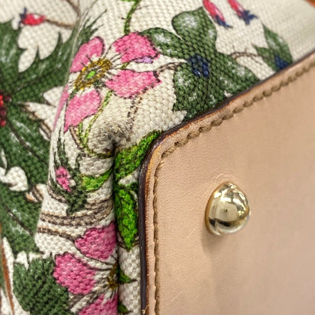 Gucci Handbag Flora Bamboo White Multi Leather — view 6