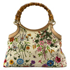 Gucci Handbag Flora Bamboo White Multi Leather — view 3