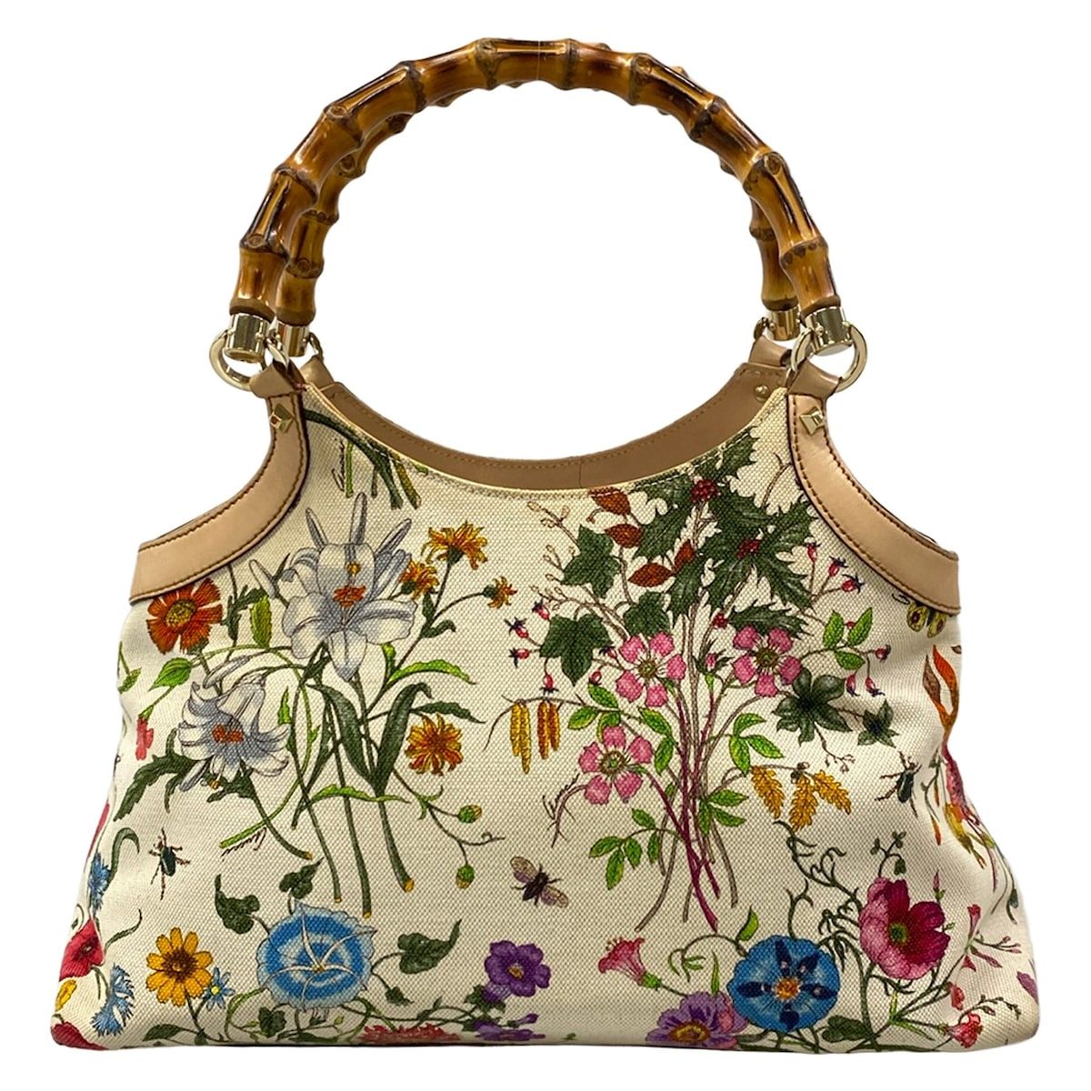Gucci Handbag Flora Bamboo White Multi Leather — view 3