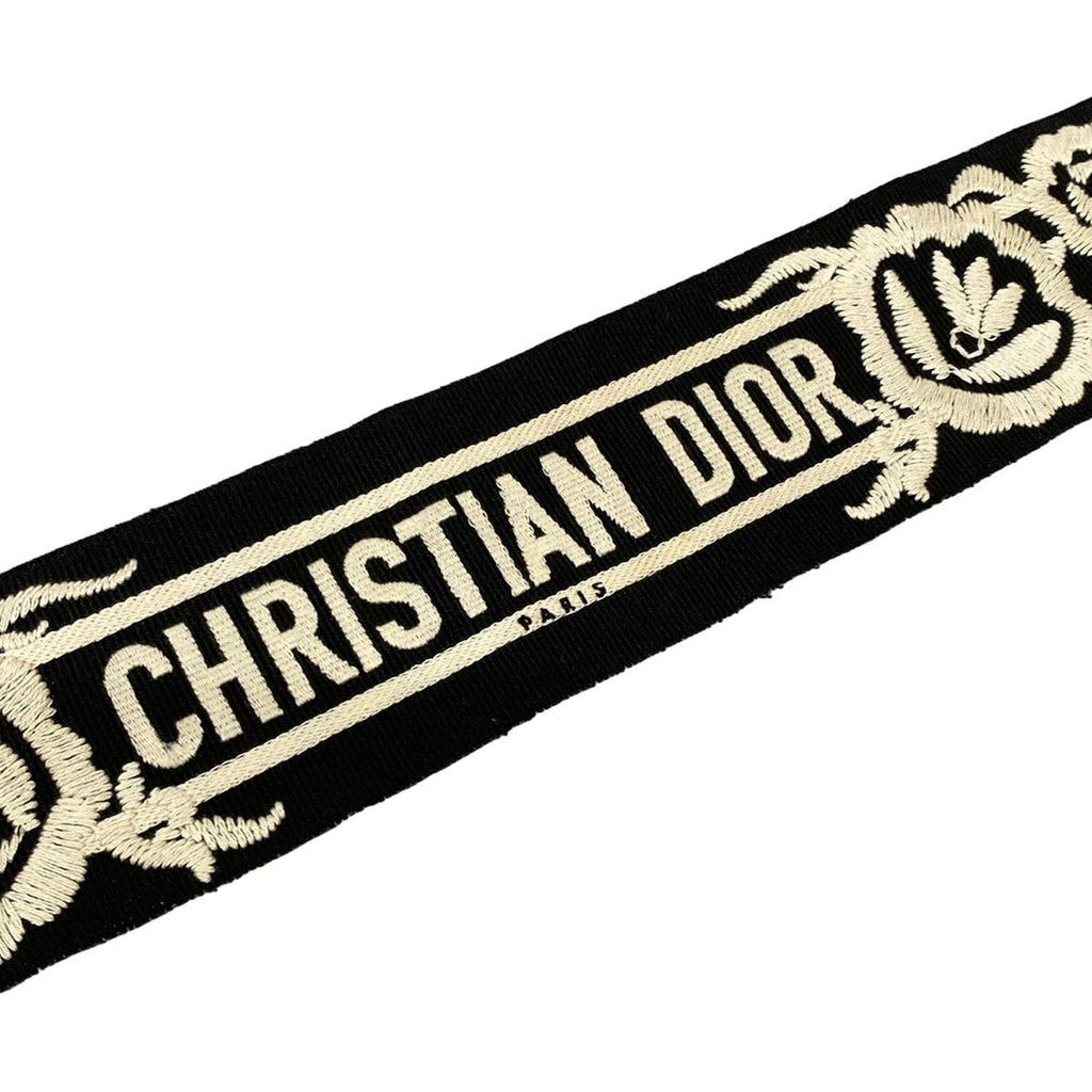 Dior Belt Black Ivory Embroidery Mexican Flower Cotton — view 5