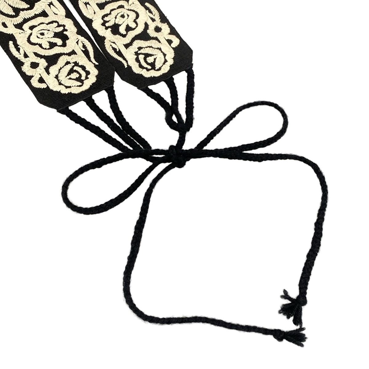 Dior Belt Black Ivory Embroidery Mexican Flower Cotton — view 3