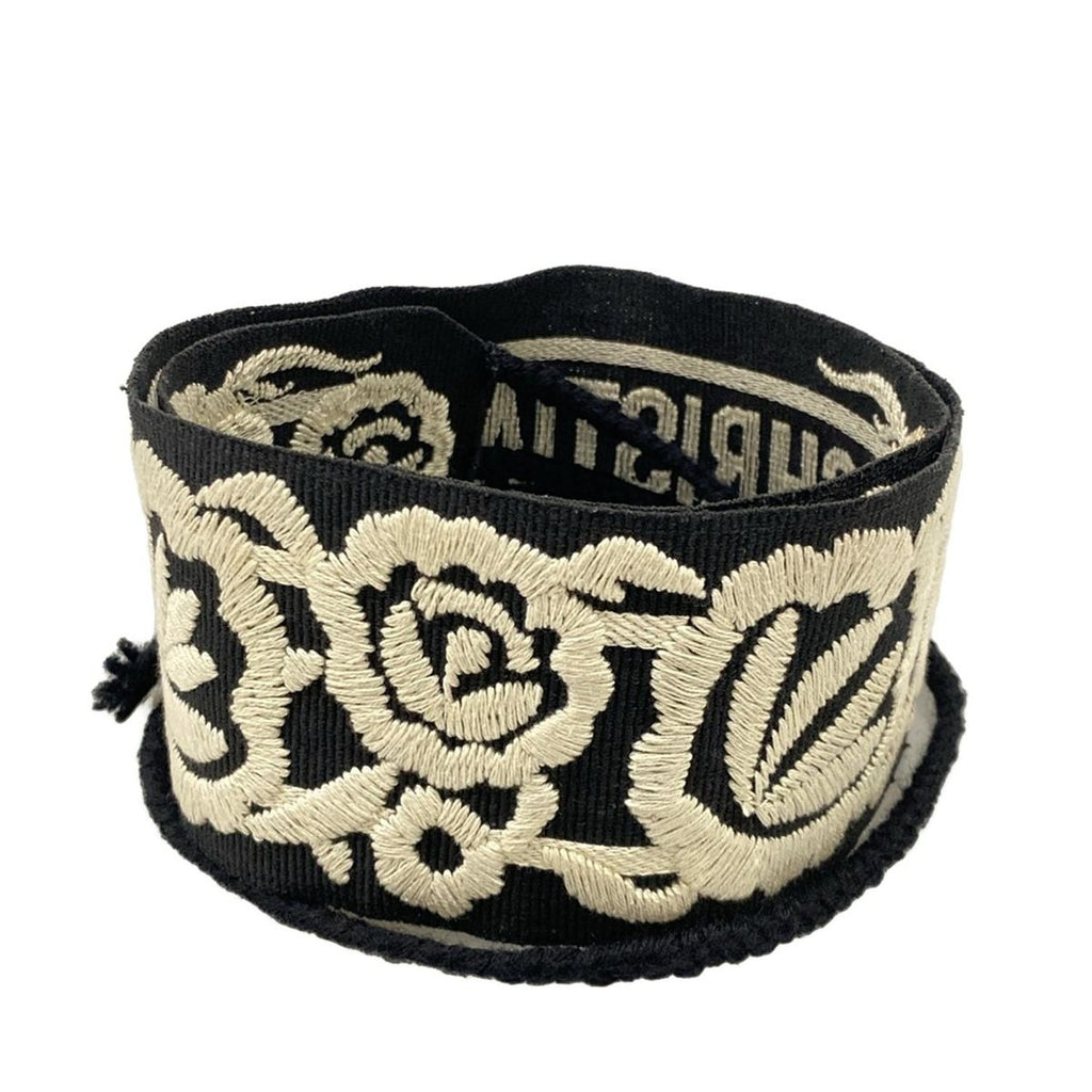 Dior Belt Black Ivory Embroidery Mexican Flower Cotton — view 2