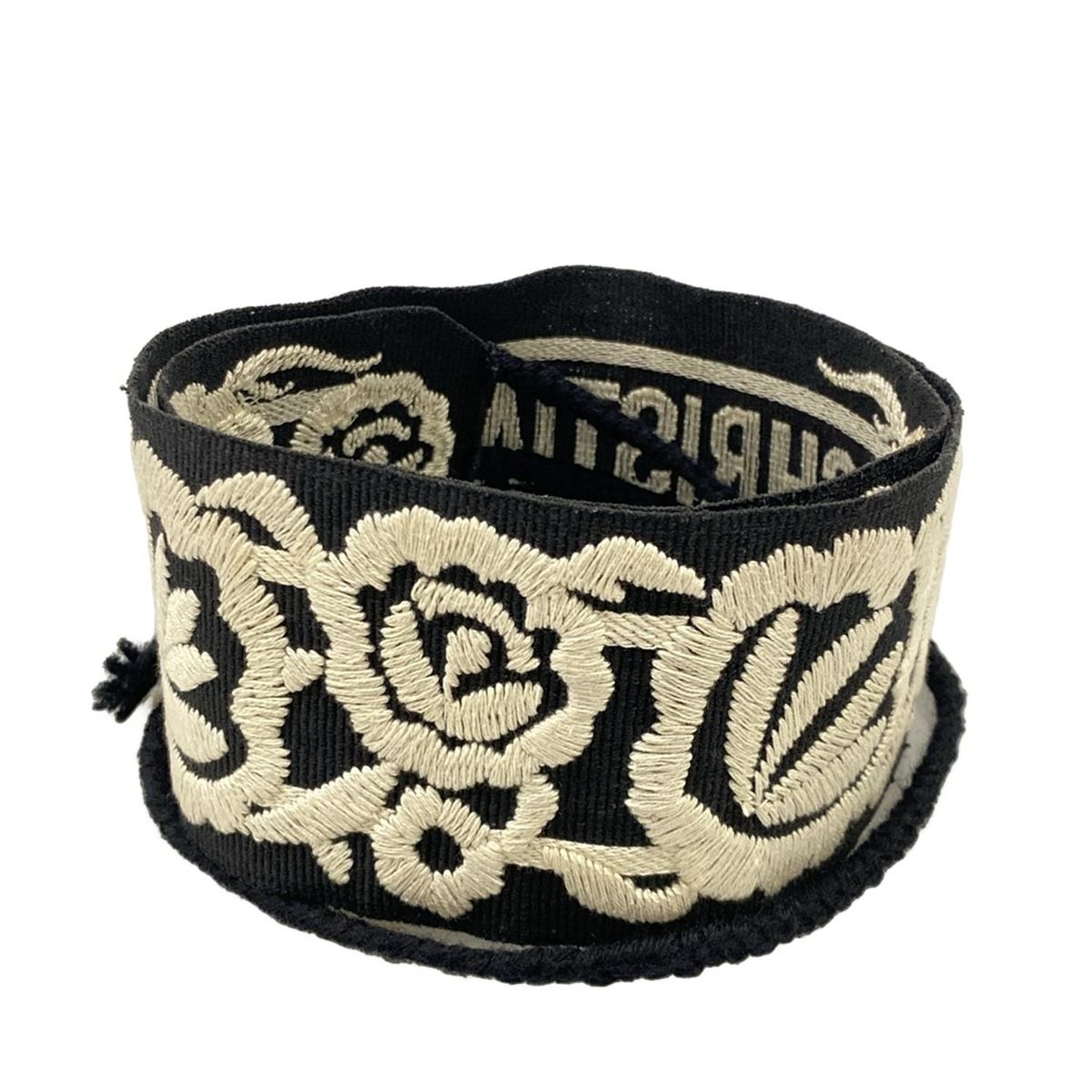 Dior Belt Black Ivory Embroidery Mexican Flower Cotton — view 2