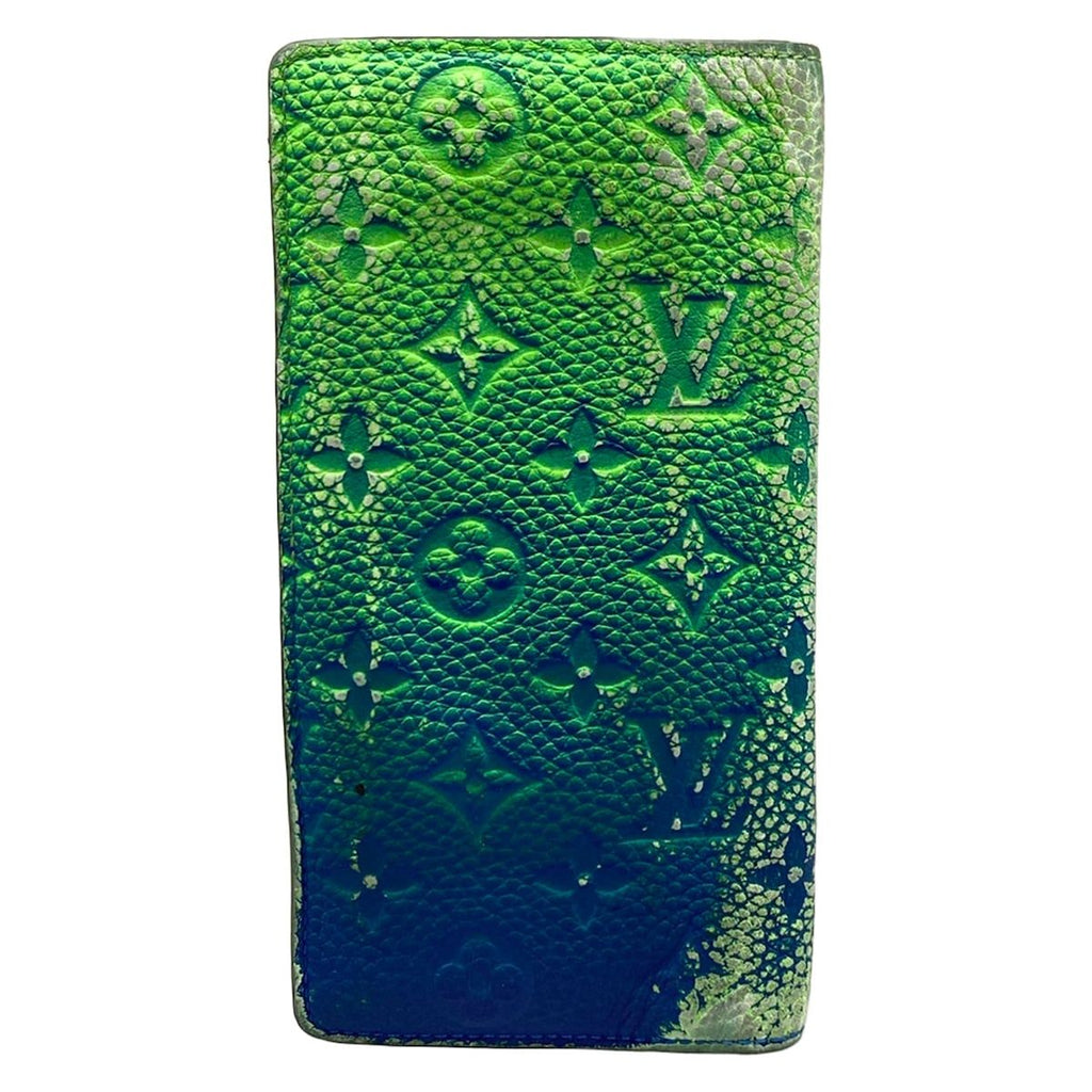 Louis Vuitton Wallet Taurillon Illusion Portefeuille Brazza Blue Vert — view 2