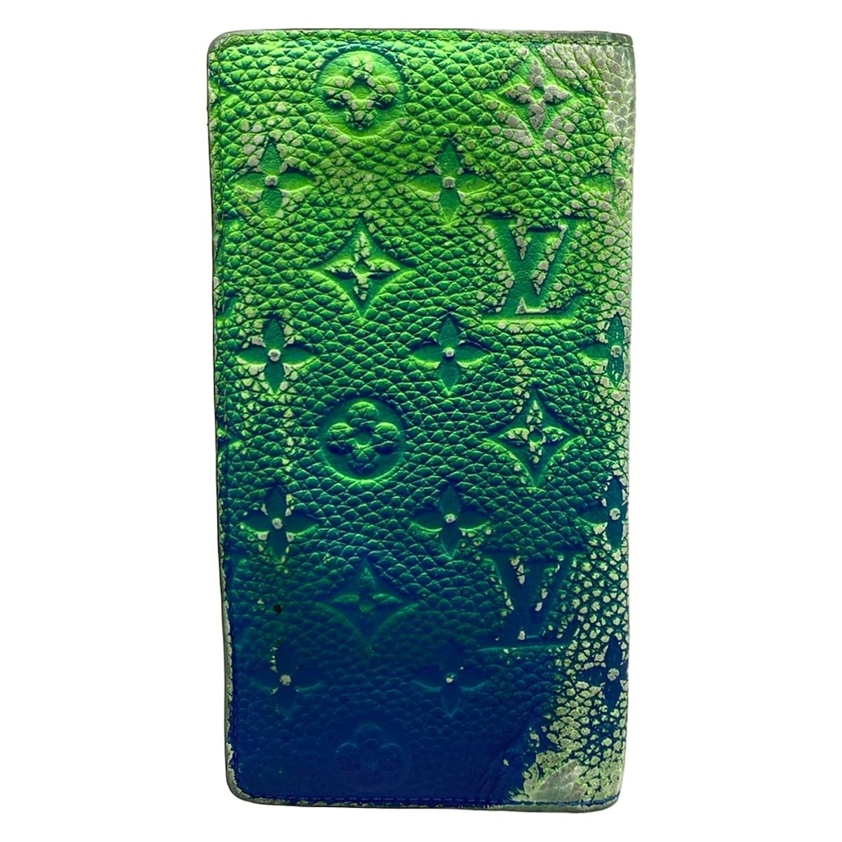 Louis Vuitton Wallet Taurillon Illusion Portefeuille Brazza Blue Vert — view 2