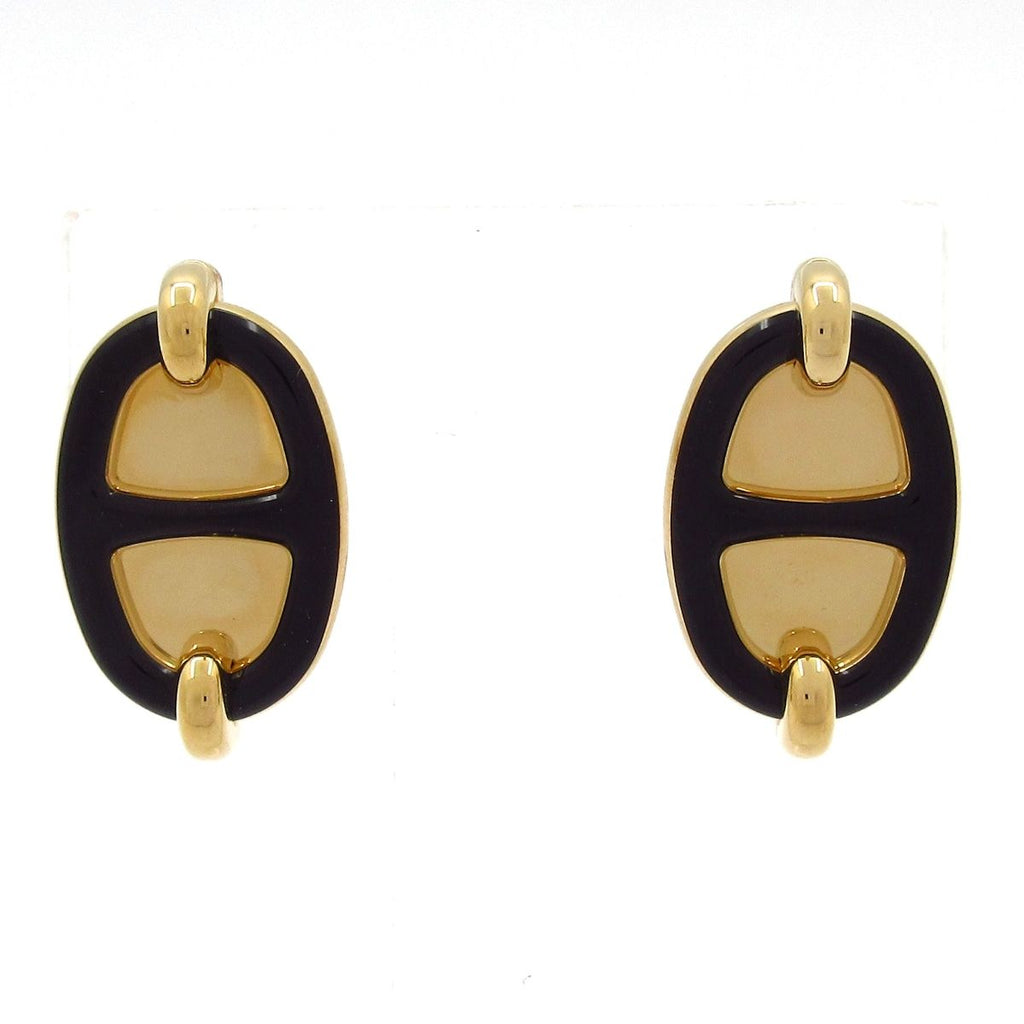 Hermes Earrings Mini Maillon Pink Gold Black