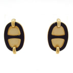Hermes Earrings Mini Maillon Pink Gold Black