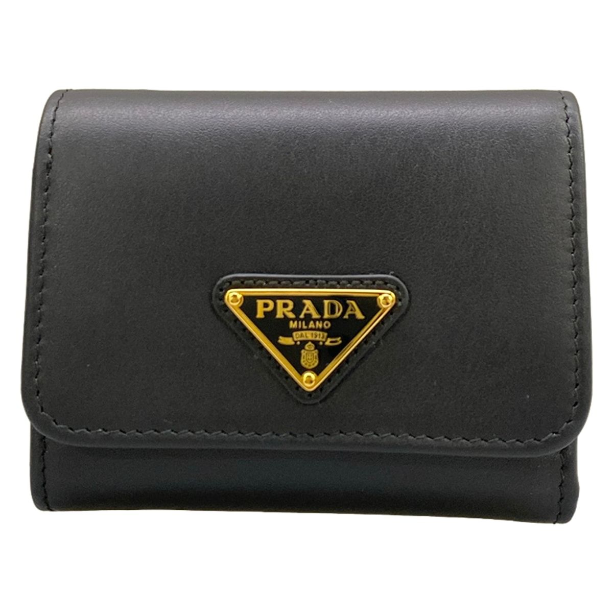 Prada Trifold Wallet Black Leather